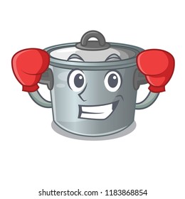 Boxing stock pot on wooden table cartoon