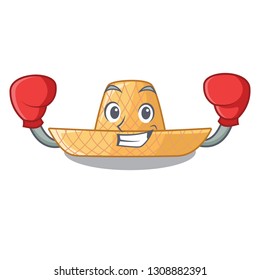 Boxing straw hat isolated with the character