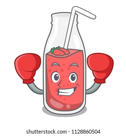 Boxing strawberry smoothie character cartoon