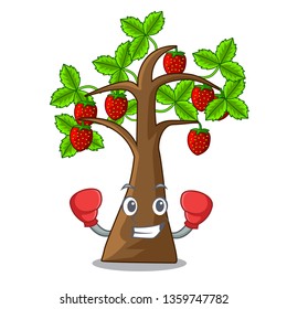 Boxing strawberry tree in the shape character