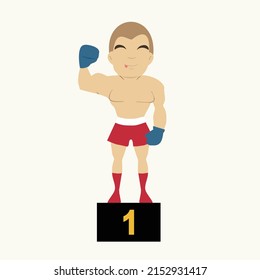 Boxing strong proffesionals fighting cartoon characters on isolated background