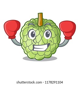 Boxing sugar apple fruit isolated on cartoon