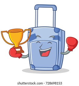 Boxing suitcase character cartoon style