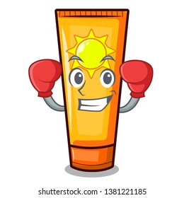 Boxing sun cream in the mascot shape
