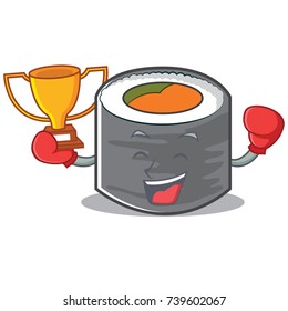 Boxing sushi cartoon character style