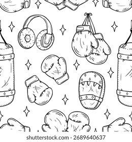 Boxing theme seamless pattern, vector art