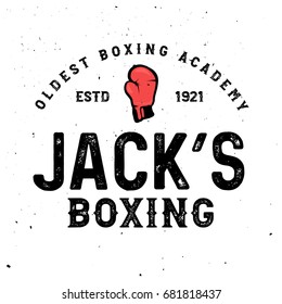 Boxing  themed retro logo template in vintage style with grunge effect.