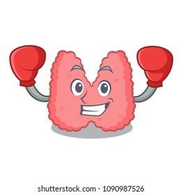 Boxing thyroid character cartoon style