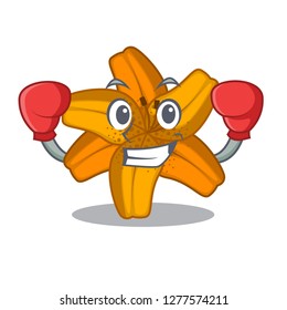 Boxing tiger lily flower in cartoon form