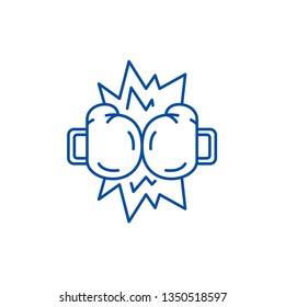 Boxing tournament line icon concept. Boxing tournament flat  vector symbol, sign, outline illustration.