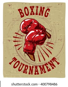 Boxing Tournament vector illustration for shirts. Vector poster illustration. Sticker Boxing Tournament on grange background. Symbol Boxing Tournament.