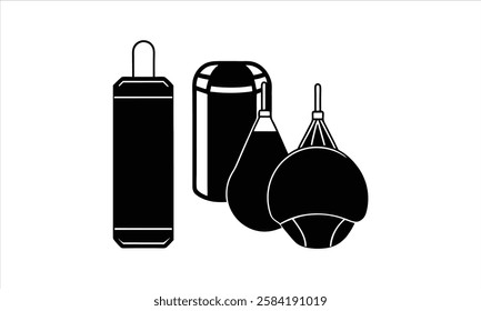 Boxing Training Equipment Silhouettes Set