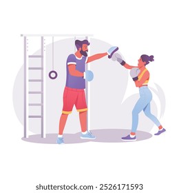 Boxtraining Illustration im flachen Stil