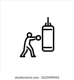 Boxing training outline icon. figure boxing line art illustration.