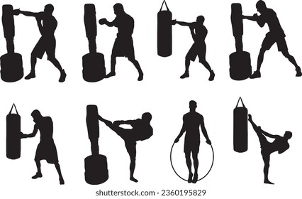 Boxing Training Silhouette Vector Graphic Pack