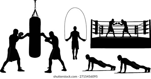 Conjunto de silueta de entrenamiento de boxeo