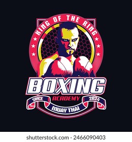 Das Design-Logo des Boxing T-Shirts ist eine auffällige und lebendige Darstellung des Boxsports. Die kräftigen und farbenfrohen Elemente des Logos machen es optisch ansprechend und auffällig,