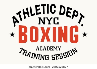 Tipografia de boxe, slogan de tipografia de atletismo, impressão gráfica de design de vestuário atlético, NYC Vintage Impressão para vestuário esportivo, Esporte desgaste tipografia emblema collection.eps8