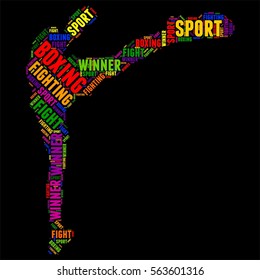 boxing Typography word cloud colorful Vector illustration
