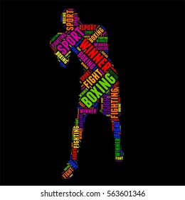 boxing Typography word cloud colorful Vector illustration