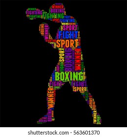 boxing Typography word cloud colorful Vector illustration