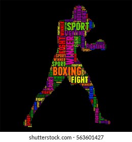 boxing Typography word cloud colorful Vector illustration