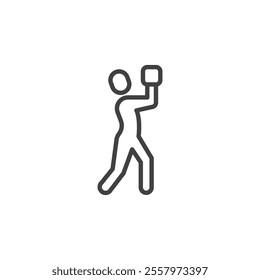 Boxing uppercut line icon. linear style sign for mobile concept and web design. A boxing punch outline vector icon. Symbol, logo illustration. Vector graphics