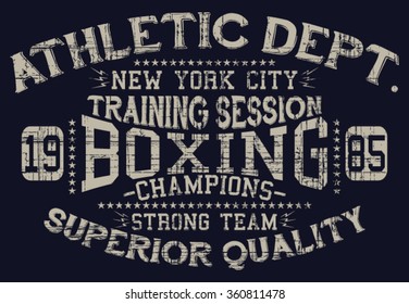 Boxing Varsity Training Session, Nyc, Superior Quality vector print and varsity. For t-shirt or other uses in vector.T shirt graphic