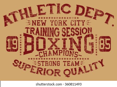 Boxing Varsity Training Session, Nyc, Superior Quality vector print and varsity. For t-shirt or other uses in vector.T shirt graphic