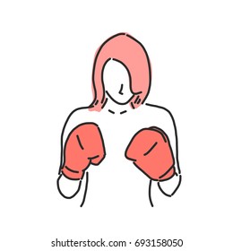 Boxing vector illustration. Boxer, line drawing. hand drawn. vector illustration.