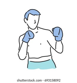 Boxing vector illustration. Boxer, line drawing. hand drawn. vector illustration.