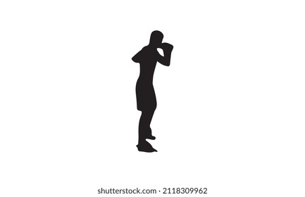 diseño de ilustración de vector de boxeo en blanco y negro