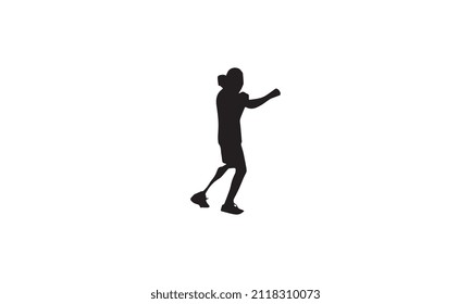 diseño de ilustración de vector de boxeo en blanco y negro