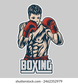 Boxing Vector Logo, Kick Boxing Illustration Graphic