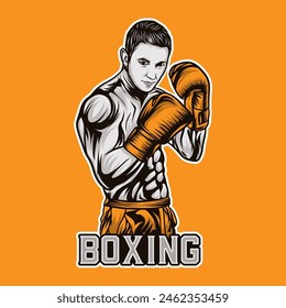 Boxing Vector Logo, Kick Boxing Illustration Graphic
