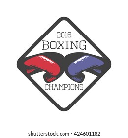 Boxing vector logo, symbol, emblem, sign. Icon, design element with pair of boxing gloves in different colors