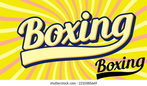 boxing vector retro style illustration,boxing vintage word.