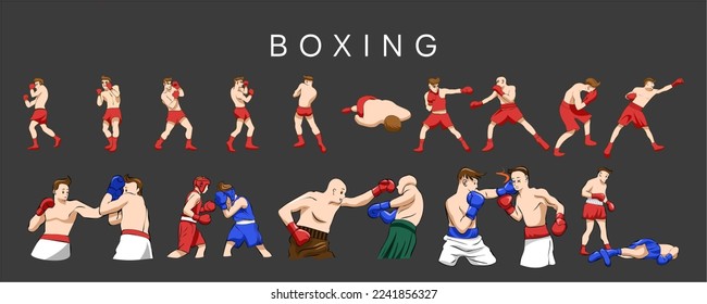 Boxing vector set collection graphic clipart design