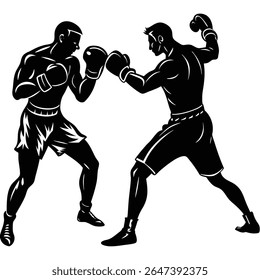 Boxing Vector and Silhouette Design  Fighter, Gloves, Ring, Punch Art for Sports Projects