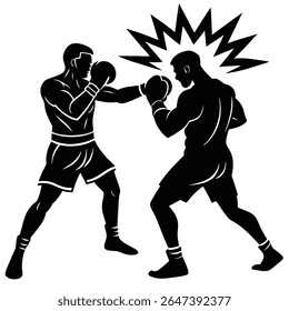 Boxing Vector and Silhouette Design  Fighter, Gloves, Ring, Punch Art for Sports Projects