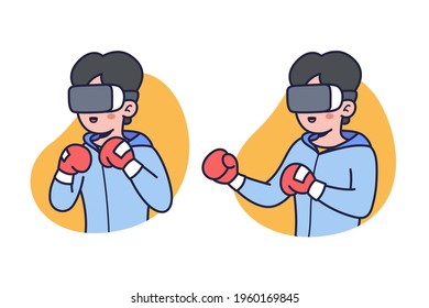 Boxeo VR Virtual Reality Illustración aislada fondo