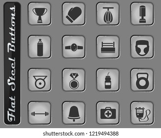 Boxing web icons on the flat steel buttons