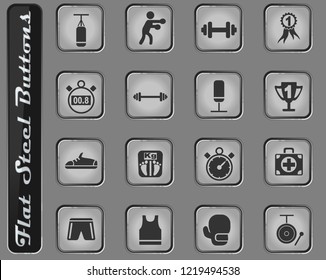 boxing web icons on the flat steel buttons