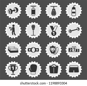 boxing web icons stylized postage stamp for user interface design
