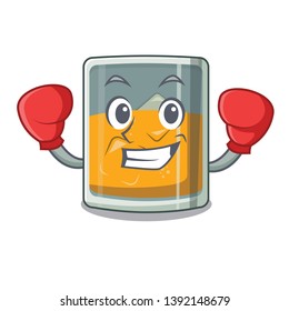 Boxing whiskey the in a cartoon glass