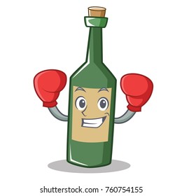 Boxing wine bottle character cartoon