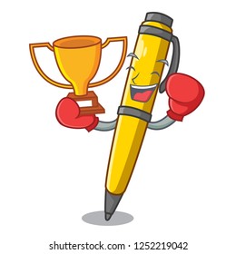 Boxing winner antique ink pen shape on cartoon