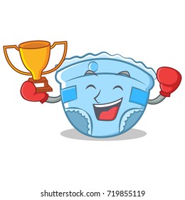 Boxing winner baby diaper character cartoon