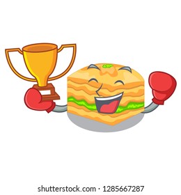 Boxing winner baklava is isolated the with mascot