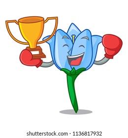 Boxing winner bell flower mascot cartoon